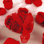 4 Pack 24 Pcs Red Scented Rose Soap Heart Shaped Party Favors With Gift Boxes And Ribbon - Bell Racket Store