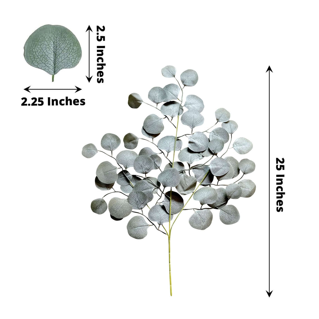 4 Pack 25" Frosted Green Artificial Silk Eucalyptus Leaf Branches - Bell Racket Store