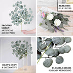 4 Pack 25" Frosted Green Artificial Silk Eucalyptus Leaf Branches - Bell Racket Store