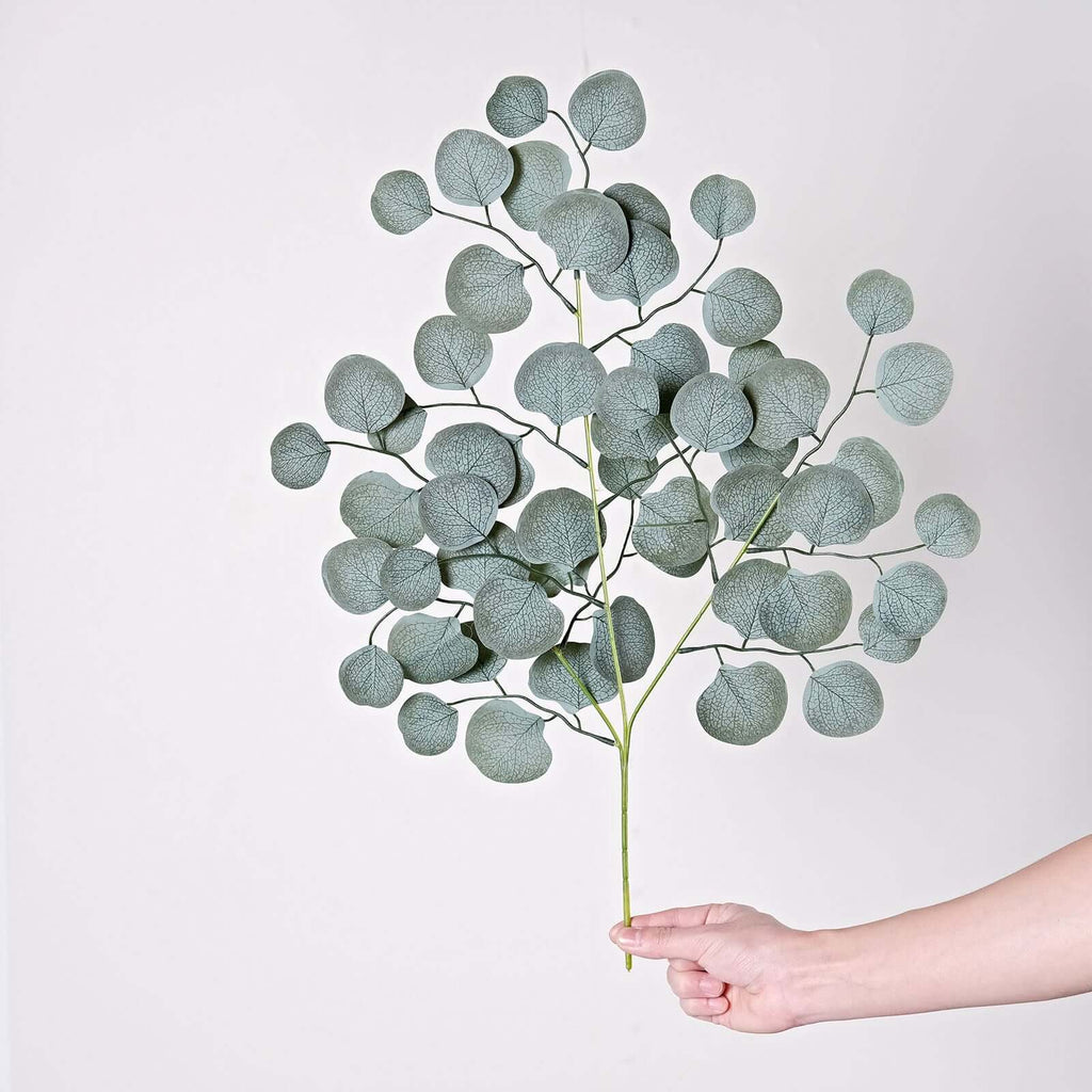 4 Pack 25" Frosted Green Artificial Silk Eucalyptus Leaf Branches - Bell Racket Store