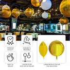 4 - Pack 32" Metallic Gold Sphere Balloons, Orbz Mylar Balloons Helium or Air - Filled Party Supplies - Bell Racket Store