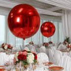 4 - Pack 32" Metallic Red Sphere Balloons, Orbz Mylar Balloons Helium or Air - Filled Party Supplies - Bell Racket Store