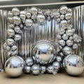 4 - Pack 32" Metallic Silver Sphere Balloons, Orbz Mylar Balloons Helium or Air - Filled Party Supplies - Bell Racket Store