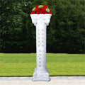 4 Pack 42" White Height Adjustable Artistic Venetian Roman Wedding Inspired Pedestal Column Plant Stand - PVC
