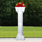 4 Pack 42" White Height Adjustable Artistic Venetian Roman Wedding Inspired Pedestal Column Plant Stand - PVC