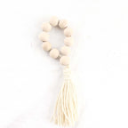 4 Pack 6" Cream Rustic Boho Chic Wood Bead Napkin Rings With Tassels, Farmhouse Country Napkin Holders - Bell Racket Store