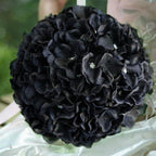 4 Pack 7" Black Artificial Silk Hydrangea Kissing Flower Balls
