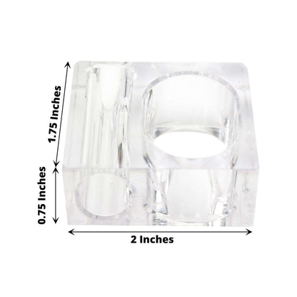4 - Pack Acrylic Napkin Rings 2 - in - 1 Square Mini Bud Vase Clear - Decorative Flower Napkin Holders for Table Settings - Bell Racket Store