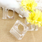 4 - Pack Acrylic Napkin Rings 2 - in - 1 Square Mini Bud Vase Clear - Decorative Flower Napkin Holders for Table Settings - Bell Racket Store