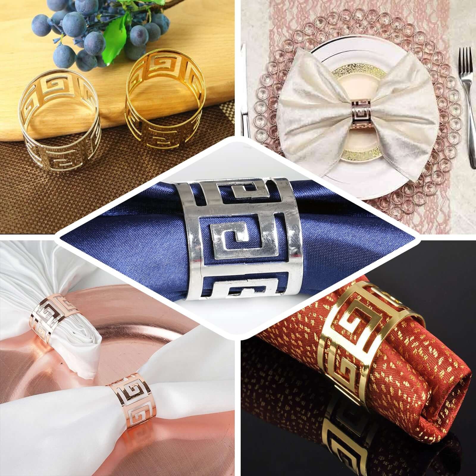 4 Pack Alluring Gold Plated Aluminum Napkin Rings - NestOCart