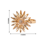 4 Pack Amber Gold Daisy Floral Metal Napkin Holders with Rhinestone Accents, Decorative Napkin Rings - 2" - Bell Racket Store