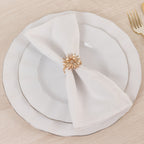 4 Pack Amber Gold Daisy Floral Metal Napkin Holders with Rhinestone Accents, Decorative Napkin Rings - 2" - Bell Racket Store