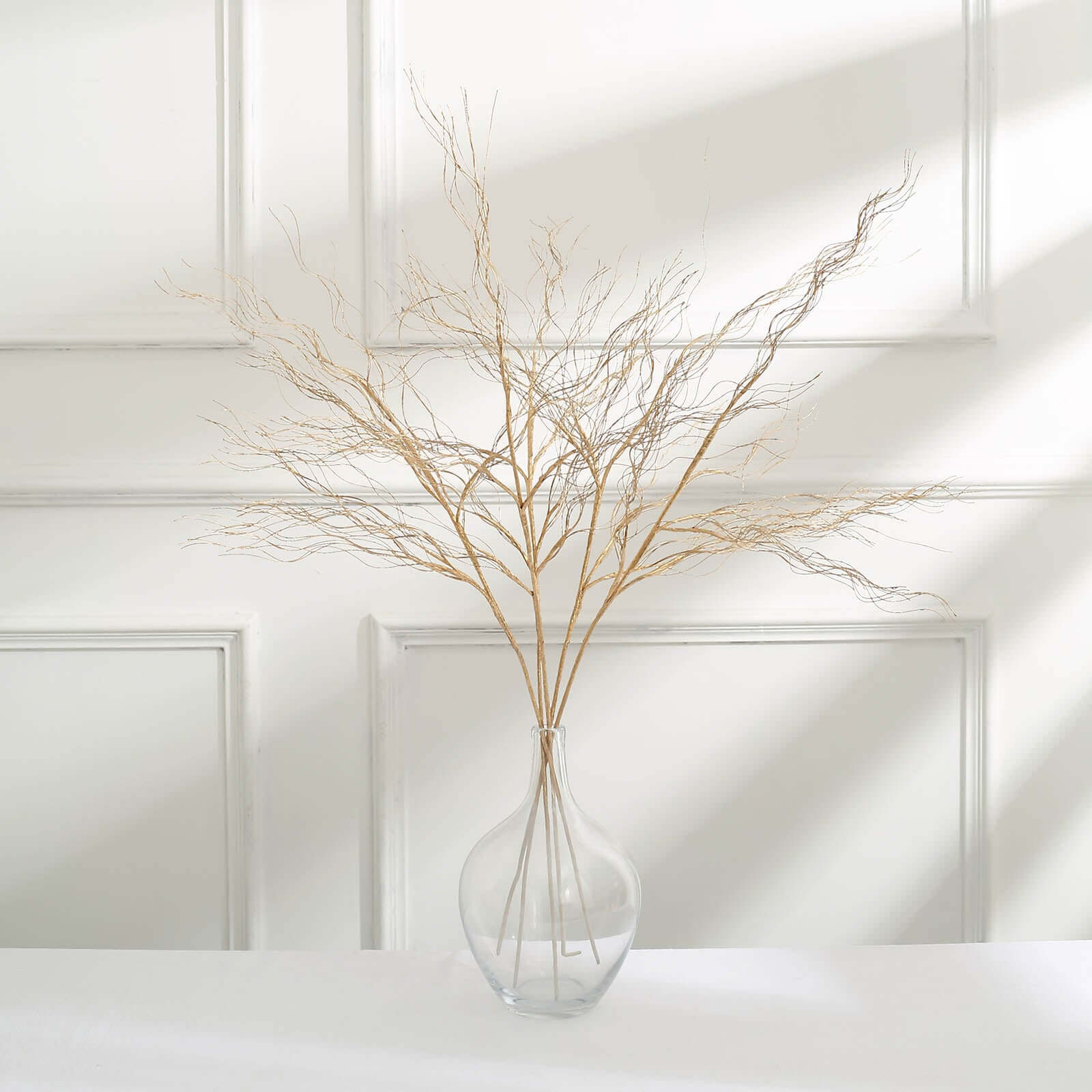 4 - Pack Artificial Curly Willow Branches Metallic Gold - Decorative Bendable Long Stem Twig Sprays for Weddings Photo Shoots & Floral Designs 39" - Bell Racket Store