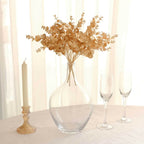 4 - Pack Artificial Eucalyptus Leaves Decor Metallic Gold - Vibrant Faux Plant Spray Bush for Bridal Bouquets Floral Arrangements & Event Styling 12" - Bell Racket Store