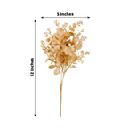 4 - Pack Artificial Eucalyptus Leaves Decor Metallic Gold - Vibrant Faux Plant Spray Bush for Bridal Bouquets Floral Arrangements & Event Styling 12" - Bell Racket Store