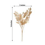 4 - Pack Artificial Italian Ruscus Leaves Branches Metallic Gold - Flexible Faux Spray Plant Stem Vase Fillers for Exquisite Tablescapes & Floral Displays 14" - Bell Racket Store