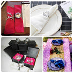 4 Pack Big Crystal Diamond Metal Napkin Holders, Bling Rhinestone Napkin Rings - 2.5" - Bell Racket Store