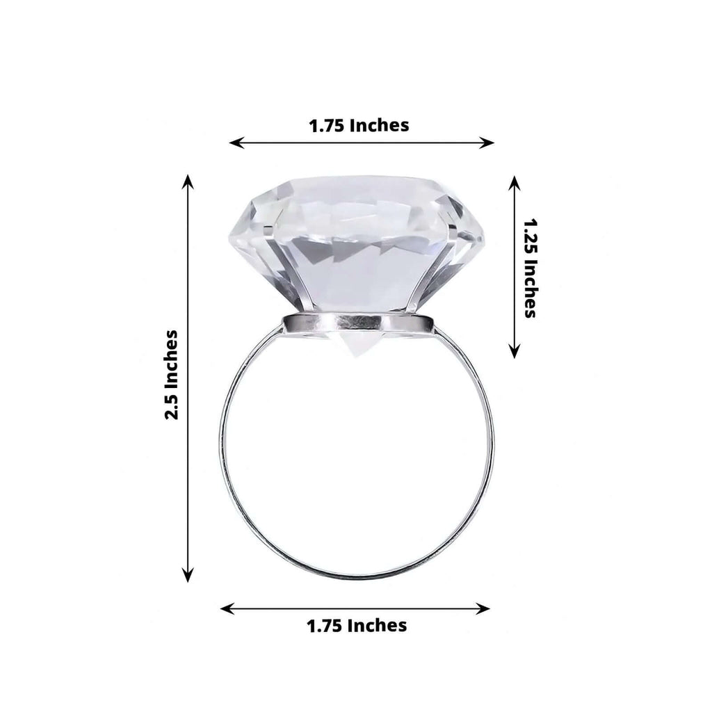 4 Pack Big Crystal Diamond Metal Napkin Holders, Bling Rhinestone Napkin Rings - 2.5" - Bell Racket Store