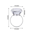 4 Pack Big Crystal Diamond Metal Napkin Holders, Bling Rhinestone Napkin Rings - 2.5" - Bell Racket Store