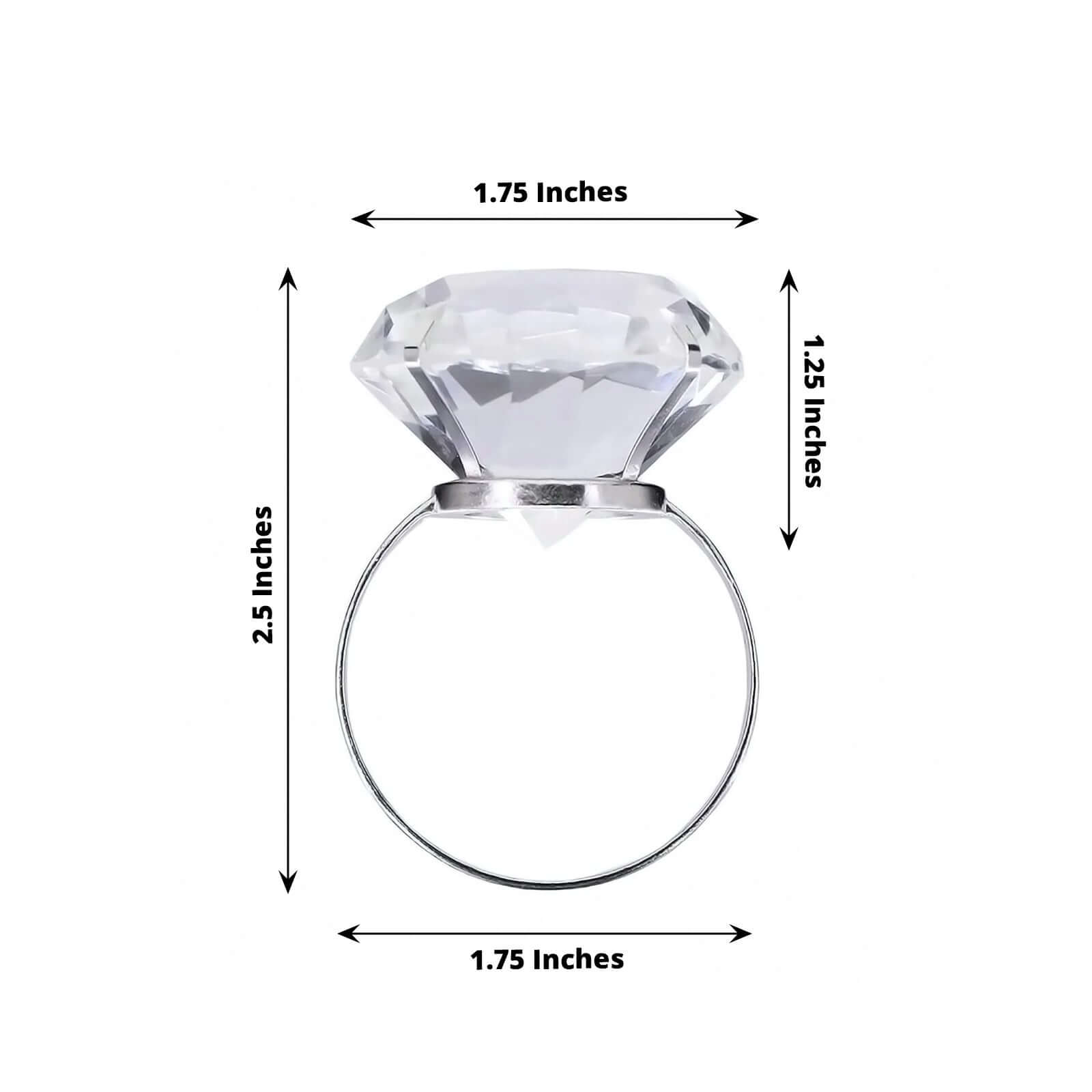 4 Pack Big Crystal Diamond Metal Napkin Holders, Bling Rhinestone Napkin Rings - 2.5" - Bell Racket Store