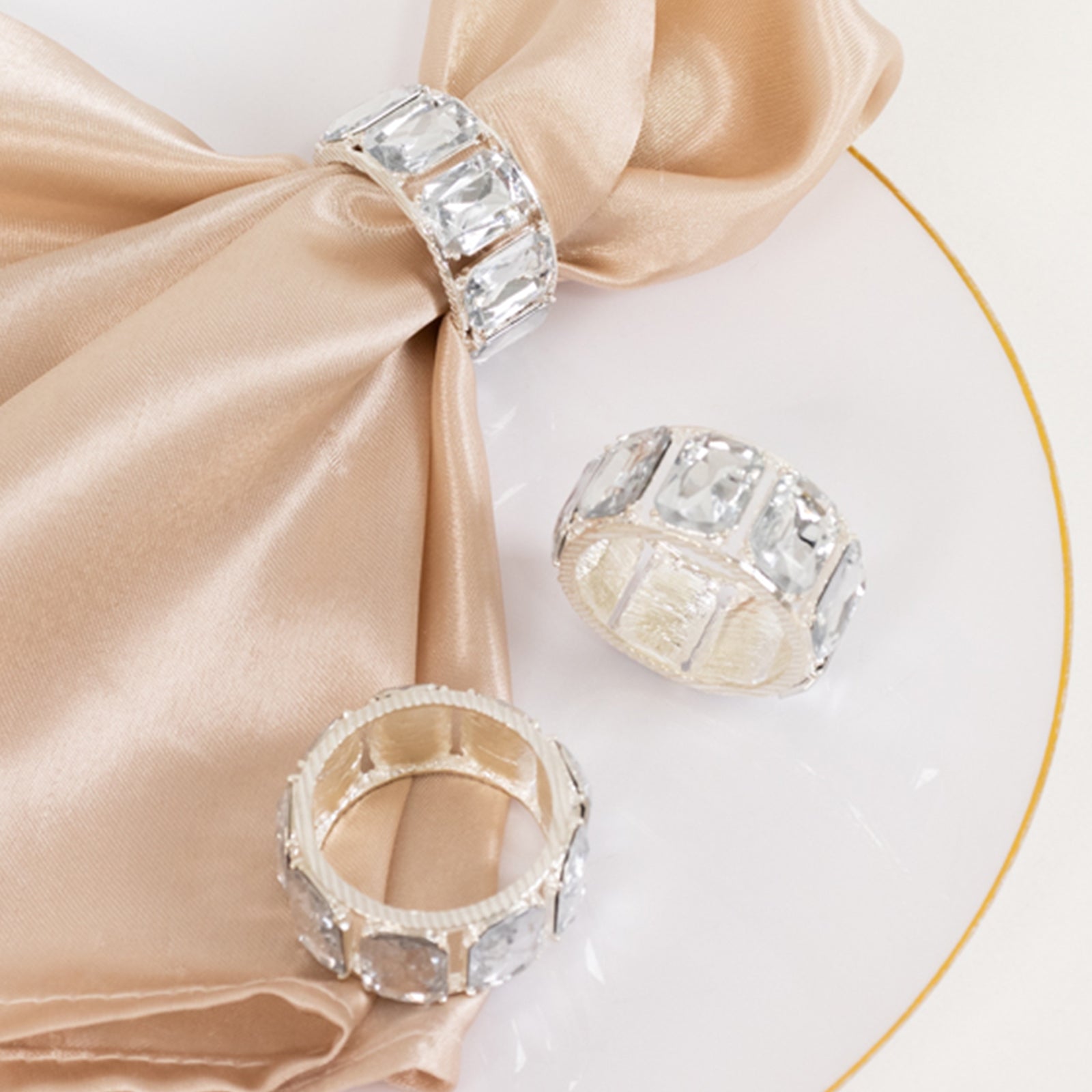 4 Pack Crystal Diamond Gem Napkin Rings â€“ Luxury Napkin Holders for Elegant Table Decor - Bell Racket Store