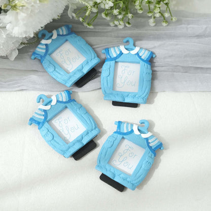 4 Pack Cute 4" Newborn Baby Boy Light Blue Clothes Resin Party Favors Picture Frame, Baby Shower Gender Reveal Party Gifts - Bell Racket Store