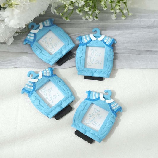4 Pack Cute 4" Newborn Baby Boy Light Blue Clothes Resin Party Favors Picture Frame, Baby Shower Gender Reveal Party Gifts - Bell Racket Store