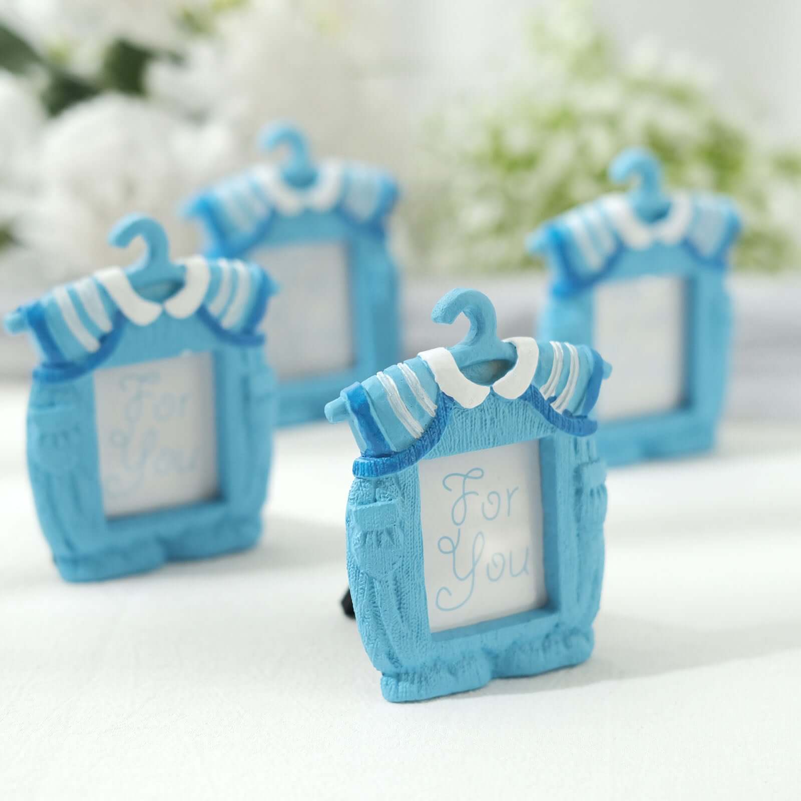 4 Pack Cute 4" Newborn Baby Boy Light Blue Clothes Resin Party Favors Picture Frame, Baby Shower Gender Reveal Party Gifts - Bell Racket Store