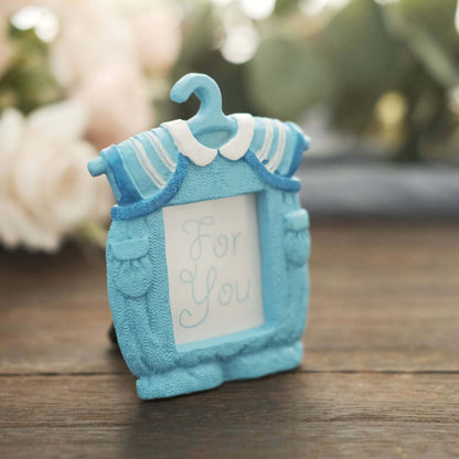 4 Pack Cute 4" Newborn Baby Boy Light Blue Clothes Resin Party Favors Picture Frame, Baby Shower Gender Reveal Party Gifts - Bell Racket Store