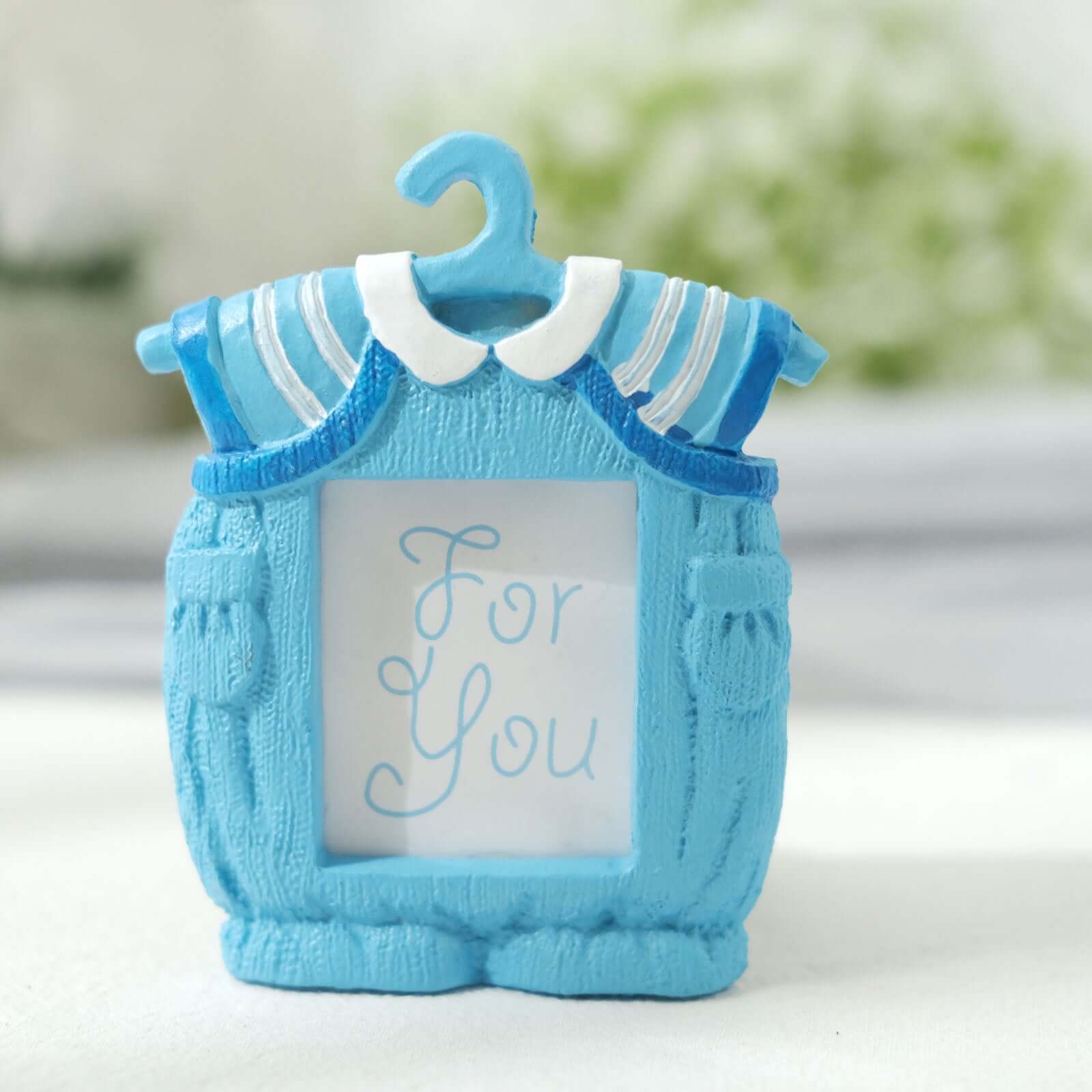 4 Pack Cute 4" Newborn Baby Boy Light Blue Clothes Resin Party Favors Picture Frame, Baby Shower Gender Reveal Party Gifts - Bell Racket Store