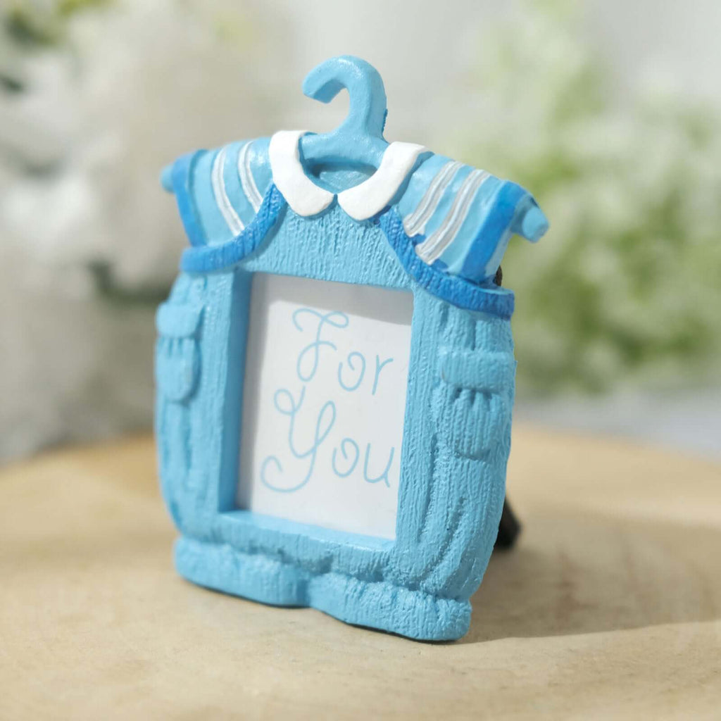 4 Pack Cute 4" Newborn Baby Boy Light Blue Clothes Resin Party Favors Picture Frame, Baby Shower Gender Reveal Party Gifts - Bell Racket Store