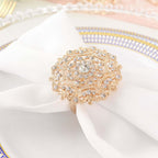 4 Pack Diamond Rhinestone Gold Metal Flower Napkin Rings, Decorative Napkin Buckle Holders - Bell Racket Store