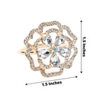4 Pack Diamond Rhinestone Gold Metal Rose Flower Napkin Rings, Decorative Napkin Buckle Holders - Bell Racket Store