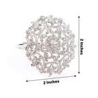 4 Pack Diamond Rhinestone Silver Metal Flower Napkin Rings, Decorative Napkin Buckle Holders - Bell Racket Store