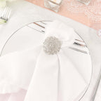 4 Pack Diamond Rhinestone Silver Metal Flower Napkin Rings, Decorative Napkin Buckle Holders - Bell Racket Store