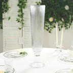 4 - Pack Glass Trumpet Vases Ribbed Design Clear - Durable Flower Centerpieces for Events 26" - Bell Racket Store