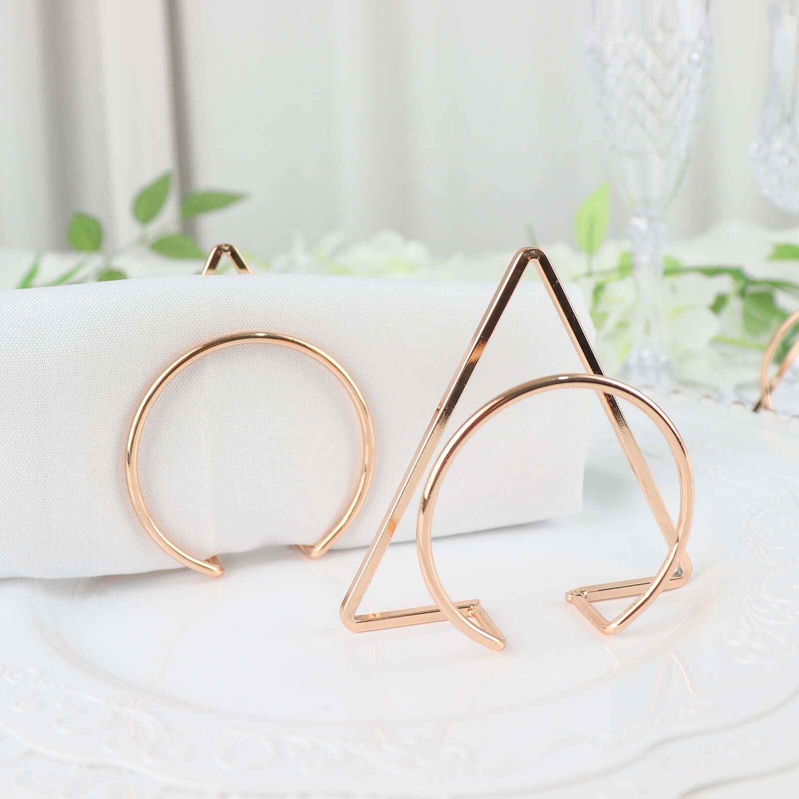 4 Pack Gold Geometric Metal Napkin Rings, Modern Nordic Napkin Holder Stands - Bell Racket Store
