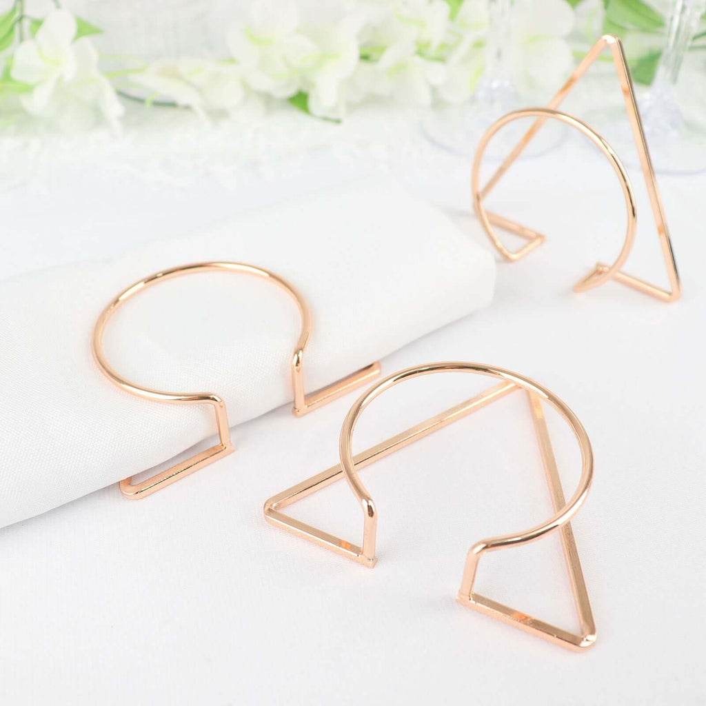4 Pack Gold Geometric Metal Napkin Rings, Modern Nordic Napkin Holder Stands - Bell Racket Store