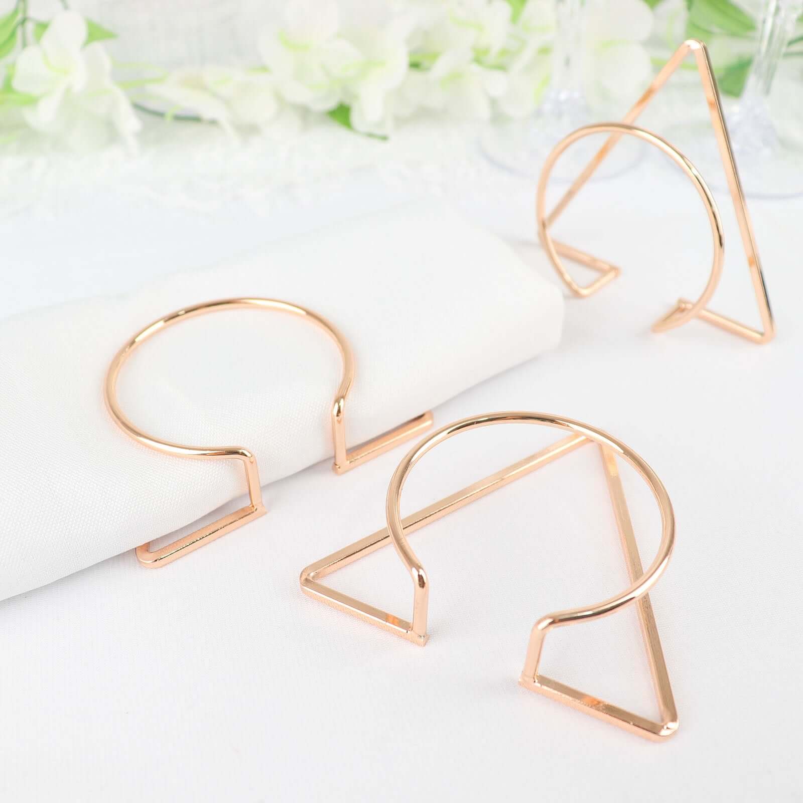 4 Pack Gold Geometric Metal Napkin Rings, Modern Nordic Napkin Holder Stands - Bell Racket Store