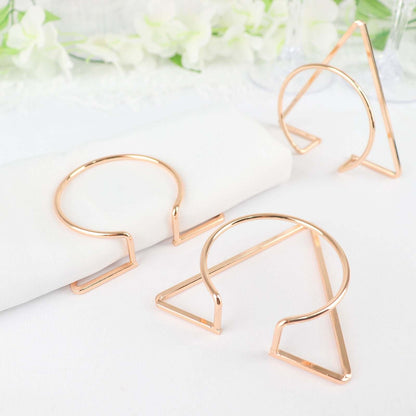4 Pack Gold Geometric Metal Napkin Rings, Modern Nordic Napkin Holder Stands - Bell Racket Store