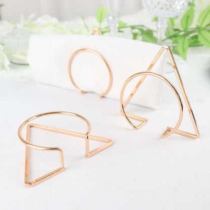 4 Pack Gold Geometric Metal Napkin Rings, Modern Nordic Napkin Holder Stands - Bell Racket Store