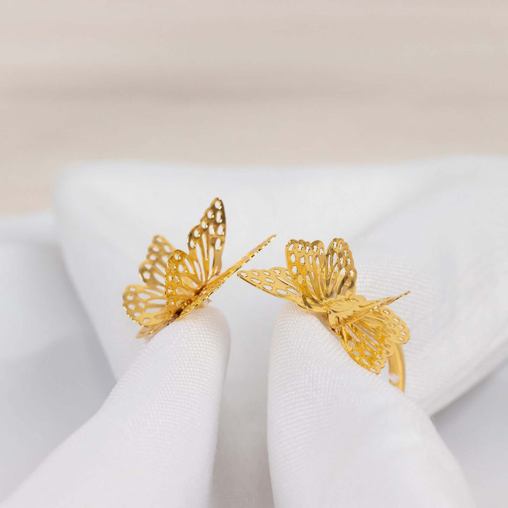 4 Pack Gold Laser Cut Butterfly Metal Napkin Holder Dining Table Decor, Spiral Wedding Napkin Rings - 2" - Bell Racket Store
