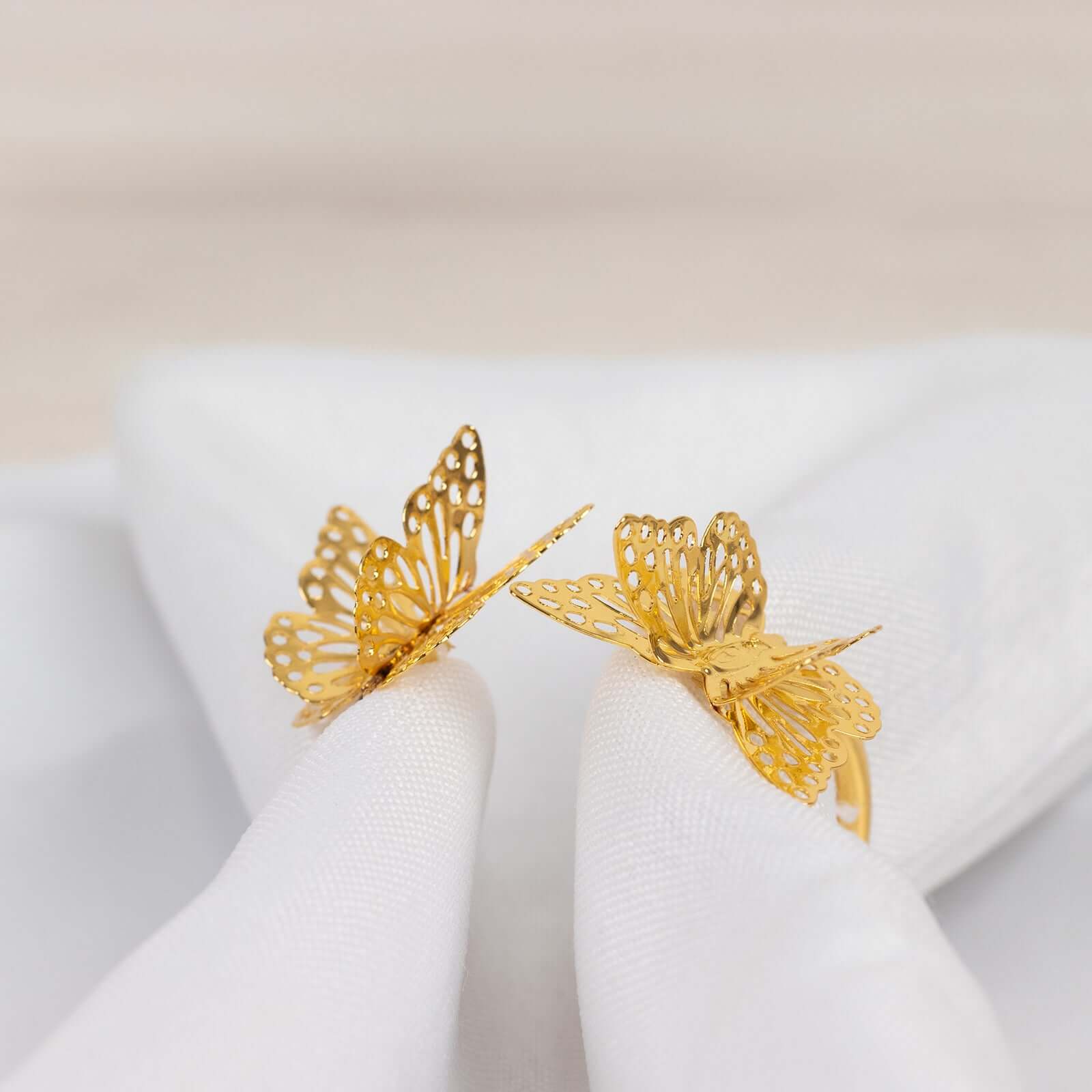 4 Pack Gold Laser Cut Butterfly Metal Napkin Holder Dining Table Decor, Spiral Wedding Napkin Rings - 2" - Bell Racket Store