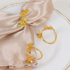 4 Pack Gold Laser Cut Butterfly Metal Napkin Holder Dining Table Decor, Spiral Wedding Napkin Rings - 2" - Bell Racket Store