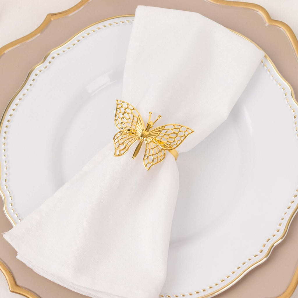 4 Pack Gold Metal Butterfly Napkin Rings, Decorative Laser Cut Cloth Napkin Holders - Bell Racket Store