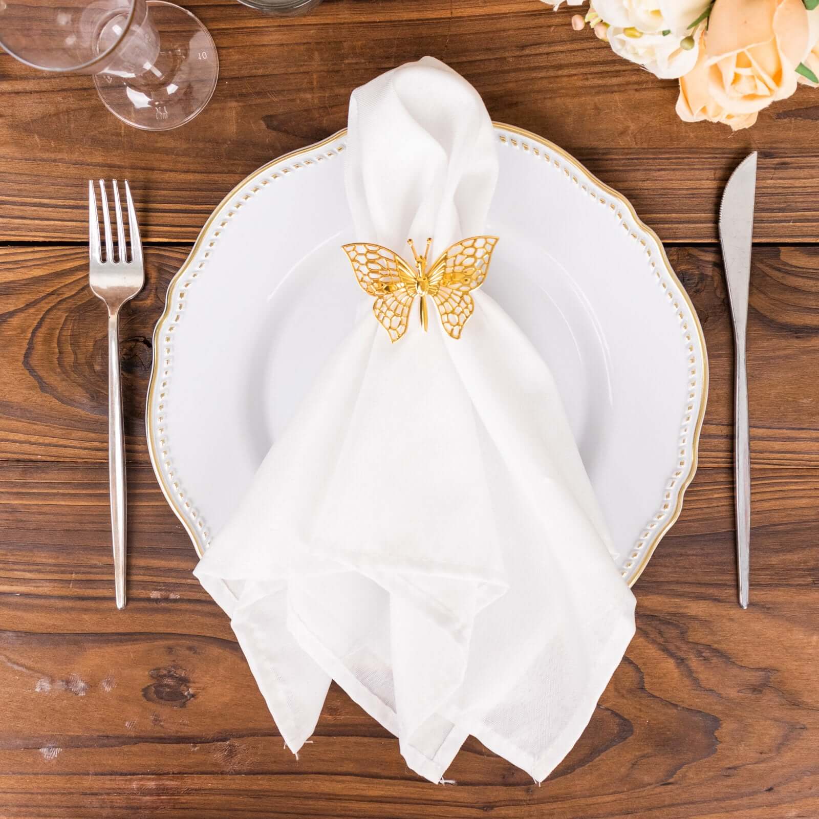 4 Pack Gold Metal Butterfly Napkin Rings, Decorative Laser Cut Cloth Napkin Holders - Bell Racket Store