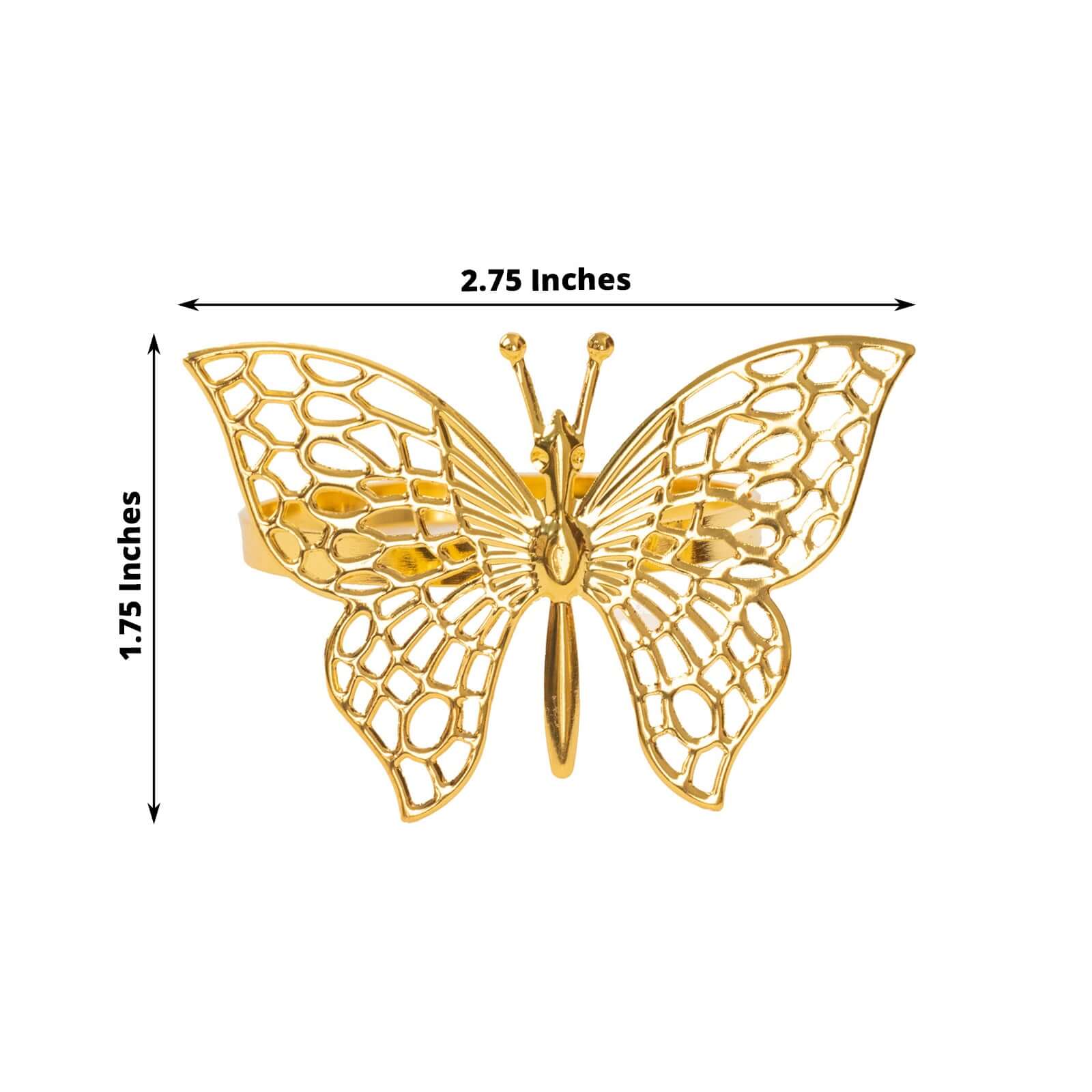4 Pack Gold Metal Butterfly Napkin Rings, Decorative Laser Cut Cloth Napkin Holders - Bell Racket Store