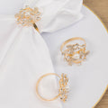 4 Pack Gold Metal Butterfly Napkin Rings with Pearl and Rhinestone Accents, Elegant Table Decoration for Weddings, Events, and Parties - Bell Racket Store