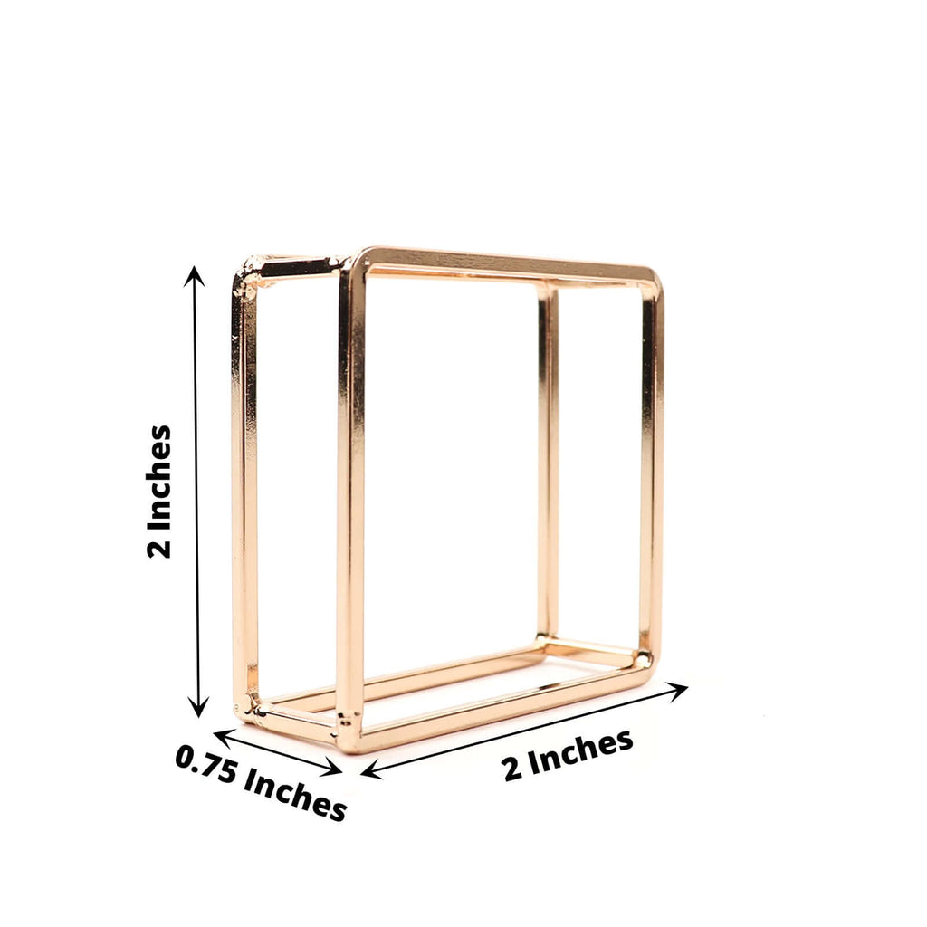 4 Pack Gold Metal Hollow Square Napkin Rings, Modern Geometric Cube Napkin Holders - Bell Racket Store