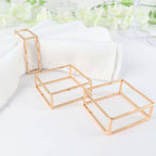 4 Pack Gold Metal Hollow Square Napkin Rings, Modern Geometric Cube Napkin Holders - Bell Racket Store